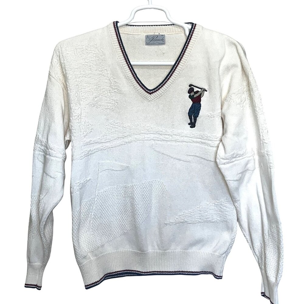 Pinnacle Vintage Mens Embroidered 3D Golf Sweater Size M